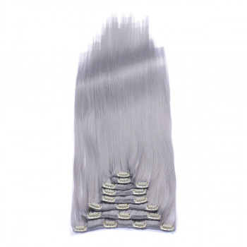 #Grey/Grau - Clip-In Hair Extensions / 8 Tressen / Haarverlängerung XXL Komplettset