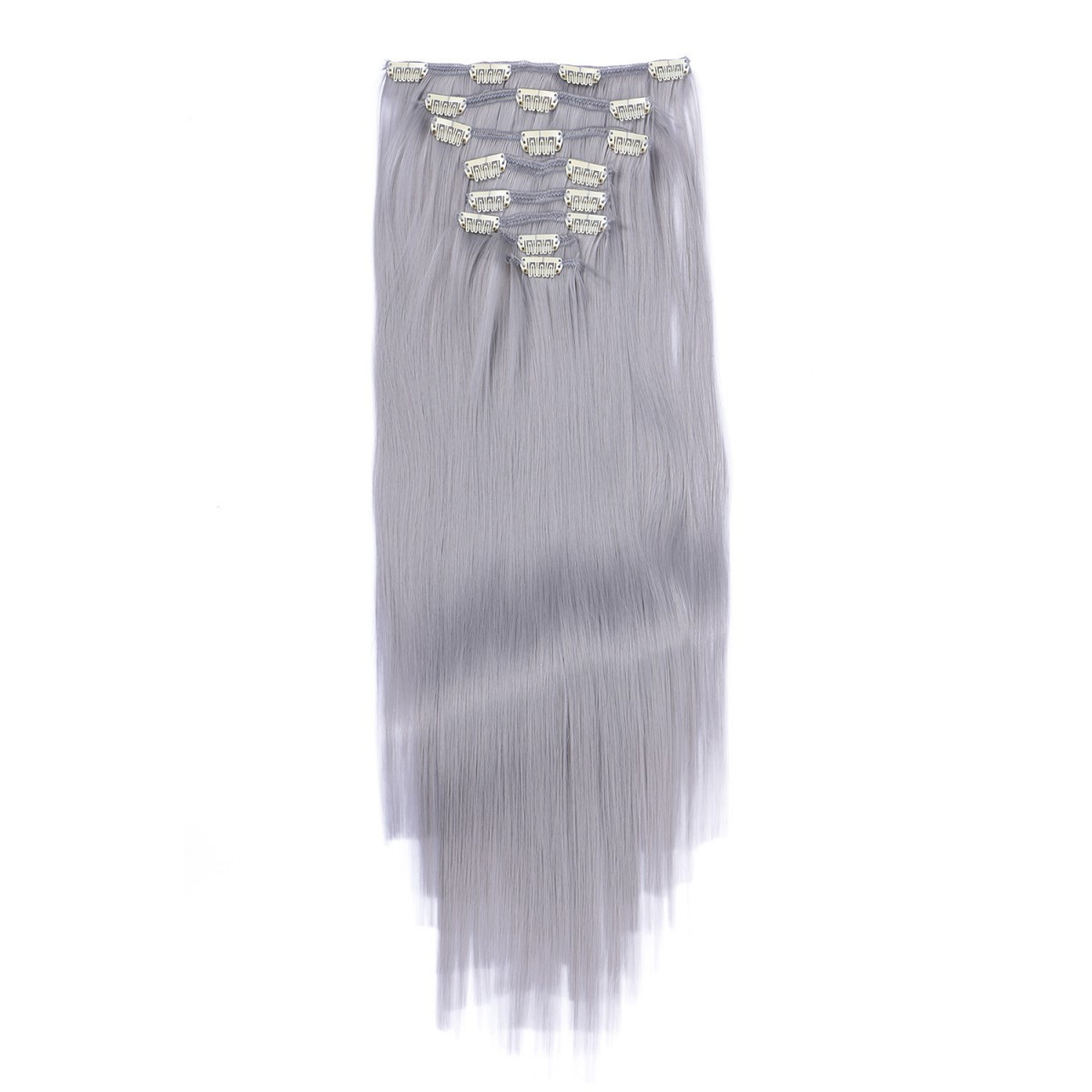 #Grey/Grau - Clip-In Hair Extensions / 8 Tressen /...