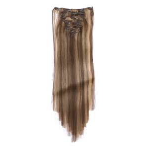#H10/16 Gesträhnt - Clip-In Hair Extensions / 8 Tressen / Haarverlängerung XXL Komplettset 60 cm - Glatt