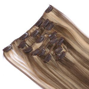 #H10/16 Gesträhnt - Clip-In Hair Extensions / 8 Tressen / Haarverlängerung XXL Komplettset 60 cm - Glatt