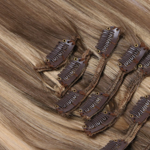 #H10/16 Gesträhnt - Clip-In Hair Extensions / 8 Tressen / Haarverlängerung XXL Komplettset 60 cm - Glatt