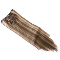 #H10/16 Gesträhnt - Clip-In Hair Extensions / 8 Tressen / Haarverlängerung XXL Komplettset 60 cm - Glatt