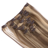 #H10/16 Gesträhnt - Clip-In Hair Extensions / 8 Tressen / Haarverlängerung XXL Komplettset 60 cm - Glatt