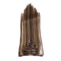 #H10/16 Gesträhnt - Clip-In Hair Extensions / 8 Tressen / Haarverlängerung XXL Komplettset 60 cm - Glatt