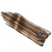 #H10/16 Gesträhnt - Clip-In Hair Extensions / 8 Tressen / Haarverlängerung XXL Komplettset 60 cm - Glatt