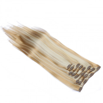 #H27/613 Gesträhnt - Clip-In Hair Extensions / 8 Tressen / Haarverlängerung XXL Komplettset