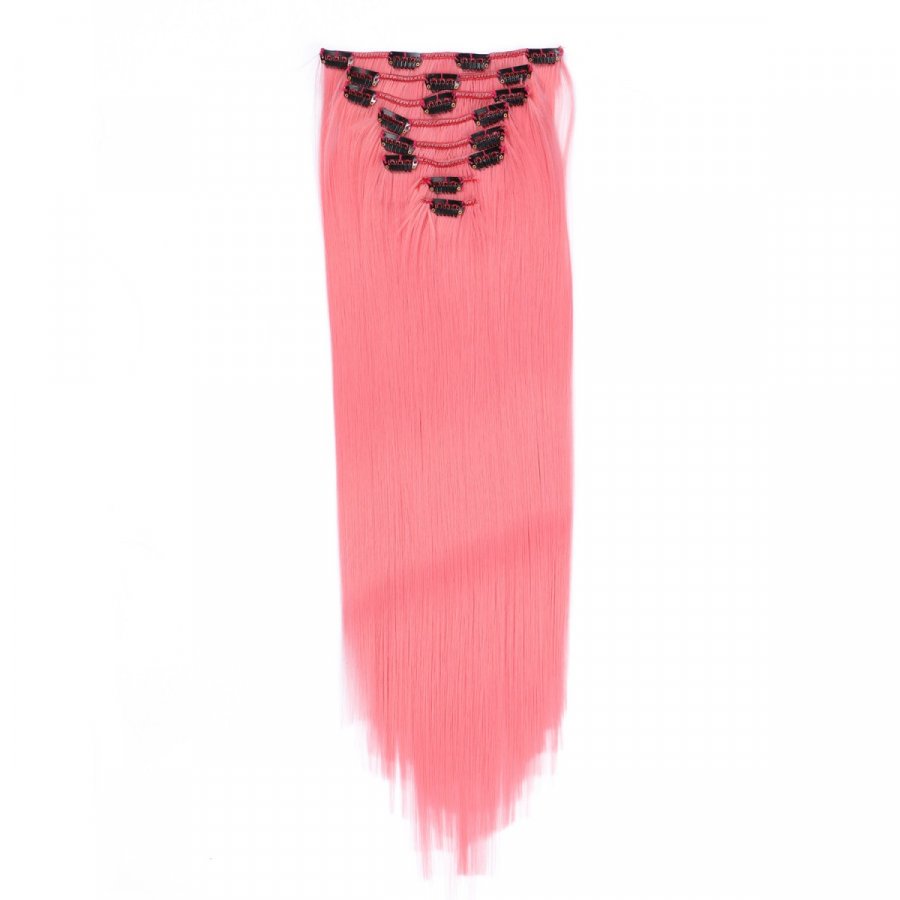 Clip-In Extensions Pink aus Thermofiber-Synthetikhaar
