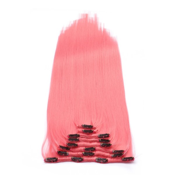 12 Stück Pinke Clip-in Haarsträhnen – 55 Cm, Für Party & Festival Looks