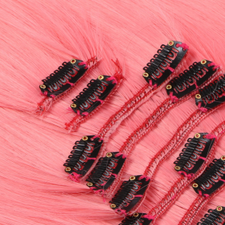 #Pink - Clip-In Hair Extensions / 8 Tressen / Haarverlngerung XXL Komplettset 60 cm - Gewellt