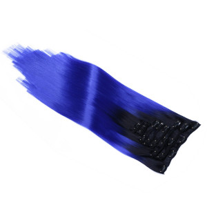 #T1B/Blue Ombre - Clip-In Hair Extensions / 8 Tressen / Haarverlängerung XXL Komplettset