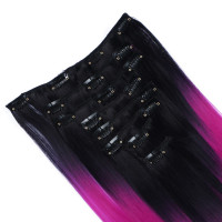 #T1B/Violett Ombre - Clip-In Hair Extensions / 8 Tressen / Haarverlängerung XXL Komplettset 60 cm - Gewellt