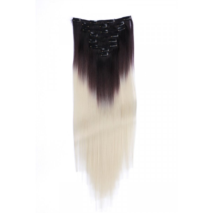 Clip-In Extensions #T4/613 Ombre aus Thermofiber-Synthetikhaar