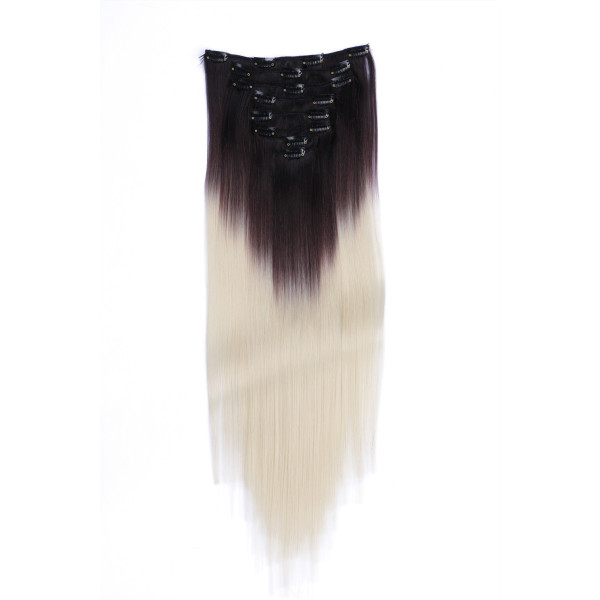 #T4/613 Ombre - Clip-In Hair Extensions / 8 Tressen / Haarverlängerung XXL Komplettset