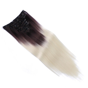 #T4/613 Ombre - Clip-In Hair Extensions / 8 Tressen / Haarverlängerung XXL Komplettset