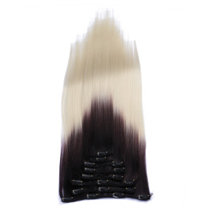 #T4/613 Ombre - Clip-In Hair Extensions / 8 Tressen / Haarverlängerung XXL Komplettset