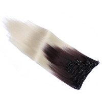#T4/613 Ombre - Clip-In Hair Extensions / 8 Tressen / Haarverlängerung XXL Komplettset