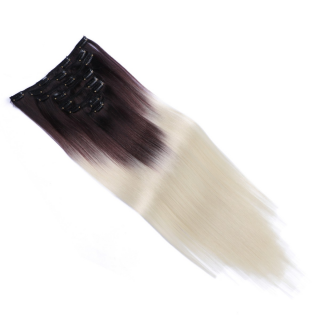 #T4/613 Ombre - Clip-In Hair Extensions / 8 Tressen / Haarverlngerung XXL Komplettset 50 cm - Glatt