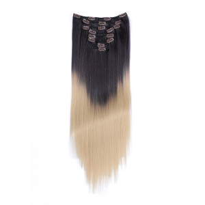 #T4A/24 Ombre - Clip-In Hair Extensions / 8 Tressen / Haarverlängerung XXL Komplettset 50 cm - Glatt
