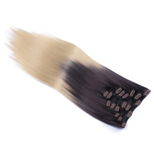 #T4A/24 Ombre - Clip-In Hair Extensions / 8 Tressen / Haarverlängerung XXL Komplettset 50 cm - Glatt