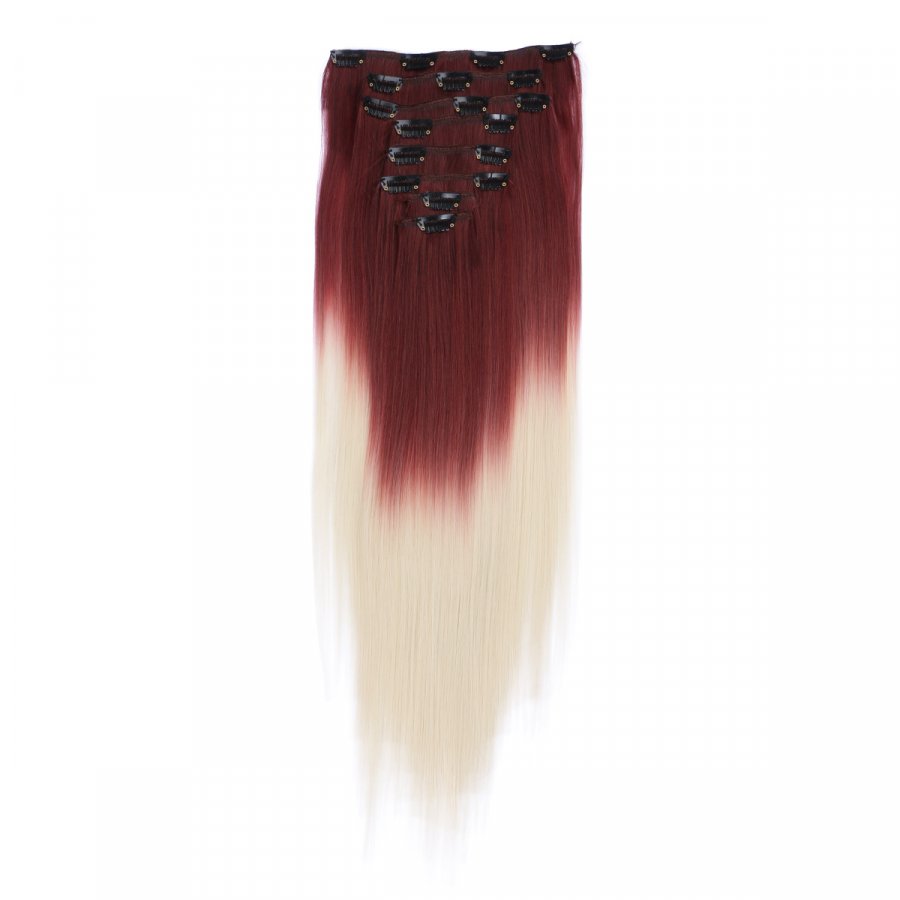 Clip-In Extensions #T30/613 Ombre aus Thermofiber-Synthetikhaar