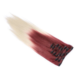 #T30/613 Ombre - Clip-In Hair Extensions / 8 Tressen / Haarverlängerung XXL Komplettset 60 cm - Gewellt