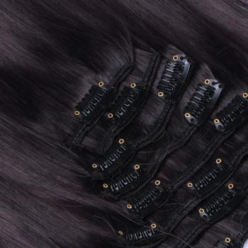 #1B/24 Ombre - Clip-In Hair Extensions / 8 Tressen / Haarverlängerung XXL Komplettset