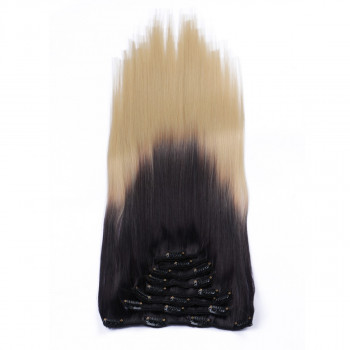 #1B/24 Ombre - Clip-In Hair Extensions / 8 Tressen / Haarverlängerung XXL Komplettset