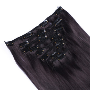 #1B/24 Ombre - Clip-In Hair Extensions / 8 Tressen / Haarverlängerung XXL Komplettset 50 cm - Glatt