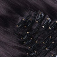 #1B/24 Ombre - Clip-In Hair Extensions / 8 Tressen / Haarverlängerung XXL Komplettset 50 cm - Glatt