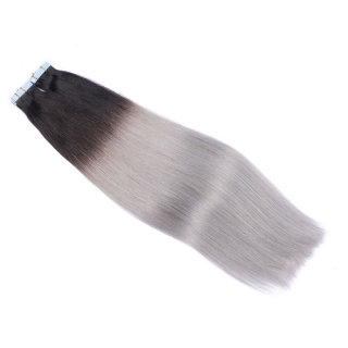10 x Tape In - 1b/Silver Ombre - Hair Extensions - 2,5g - NOVON EXTENTIONS 40 cm