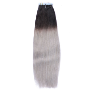 10 x Tape In - 1b/Silver Ombre - Hair Extensions - 2,5g - NOVON EXTENTIONS 50 cm