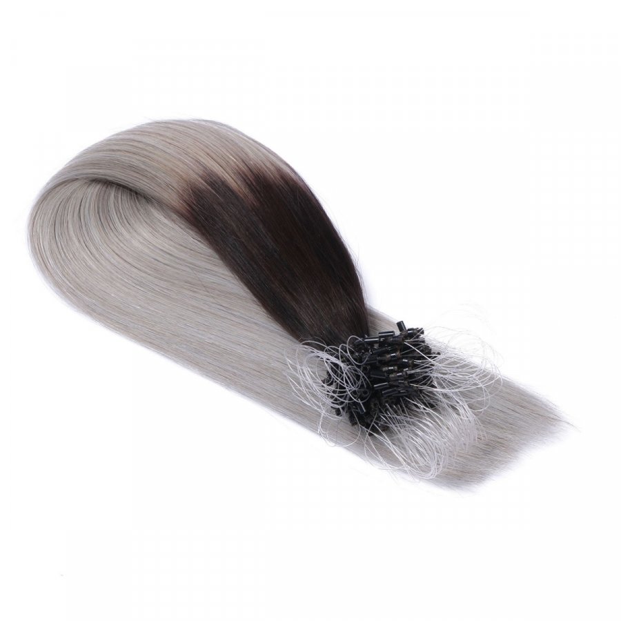 Microring Extensions #1B/Silber Ombre aus Remy-Echthaar