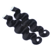 10 x Tape In - 1 Schwarz - GEWELLT Hair Extensions - 2,5g - NOVON EXTENTIONS