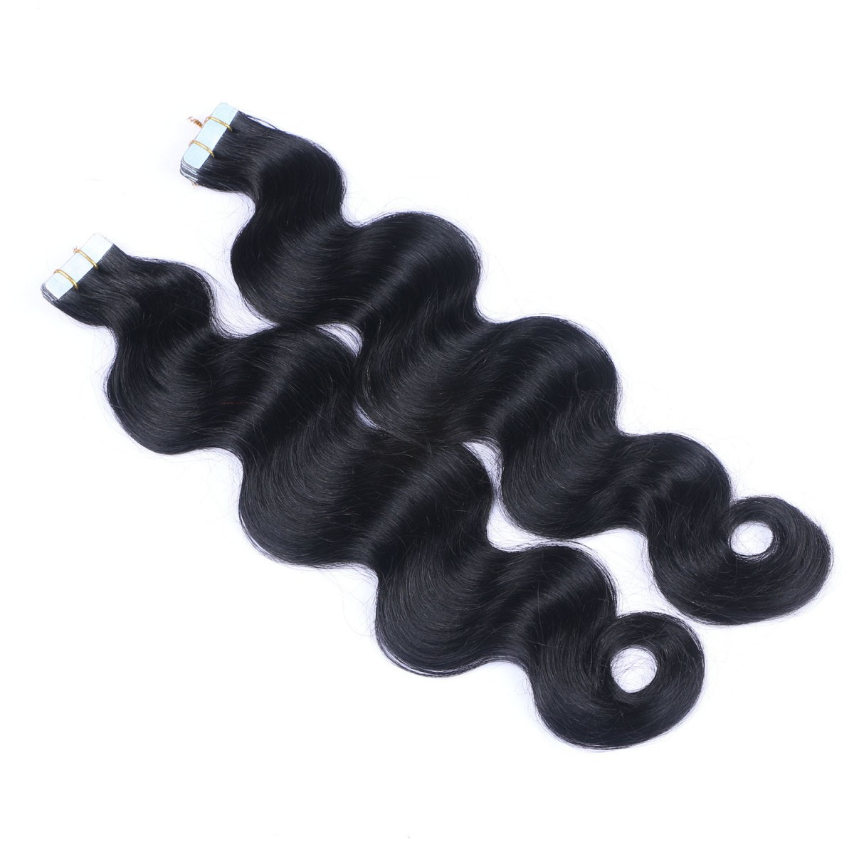 10 x Tape In - 1 Schwarz - GEWELLT Hair Extensions - 2,5g...