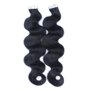 10 x Tape In - 1 Schwarz - GEWELLT Hair Extensions - 2,5g - NOVON EXTENTIONS 60 cm