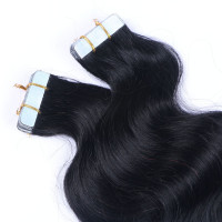 10 x Tape In - 1 Schwarz - GEWELLT Hair Extensions - 2,5g - NOVON EXTENTIONS 60 cm