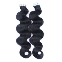 10 x Tape In - 1 Schwarz - GEWELLT Hair Extensions - 2,5g - NOVON EXTENTIONS 60 cm