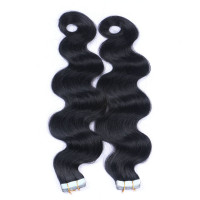 10 x Tape In - 1 Schwarz - GEWELLT Hair Extensions - 2,5g - NOVON EXTENTIONS 60 cm