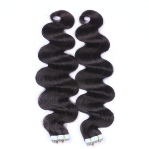10 x Tape In - 1b - Schwarzbraun - GEWELLT Hair Extensions - 2,5g - NOVON EXTENTIONS