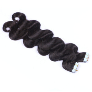 10 x Tape In - 1b - Schwarzbraun - GEWELLT Hair Extensions - 2,5g - NOVON EXTENTIONS