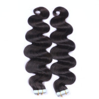 10 x Tape In - 1b - Schwarzbraun - GEWELLT Hair Extensions - 2,5g - NOVON EXTENTIONS