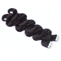 10 x Tape In - 1b - Schwarzbraun - GEWELLT Hair Extensions - 2,5g - NOVON EXTENTIONS