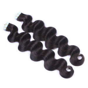 10 x Tape In - 1b - Schwarzbraun - GEWELLT Hair Extensions - 2,5g - NOVON EXTENTIONS 50 cm