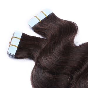 10 x Tape In - 2 - Dunkelbraun - GEWELLT Hair Extensions - 2,5g - NOVON EXTENTIONS 50 cm
