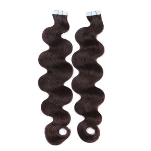 10 x Tape In - 2 - Dunkelbraun - GEWELLT Hair Extensions - 2,5g - NOVON EXTENTIONS 50 cm