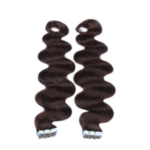 10 x Tape In - 2 - Dunkelbraun - GEWELLT Hair Extensions - 2,5g - NOVON EXTENTIONS 50 cm