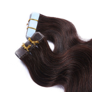 10 x Tape In - 2 - Dunkelbraun - GEWELLT Hair Extensions - 2,5g - NOVON EXTENTIONS 50 cm