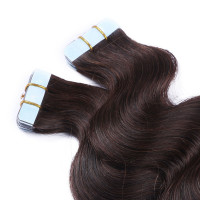 10 x Tape In - 2 - Dunkelbraun - GEWELLT Hair Extensions - 2,5g - NOVON EXTENTIONS 50 cm
