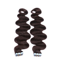 10 x Tape In - 2 - Dunkelbraun - GEWELLT Hair Extensions - 2,5g - NOVON EXTENTIONS 50 cm