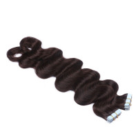 10 x Tape In - 2 - Dunkelbraun - GEWELLT Hair Extensions - 2,5g - NOVON EXTENTIONS 50 cm